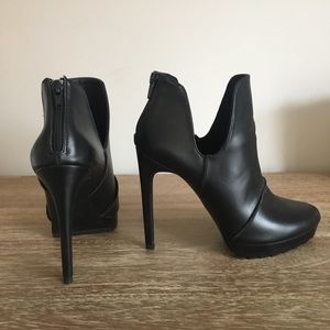 Zara black leather spiked heel ankle boots